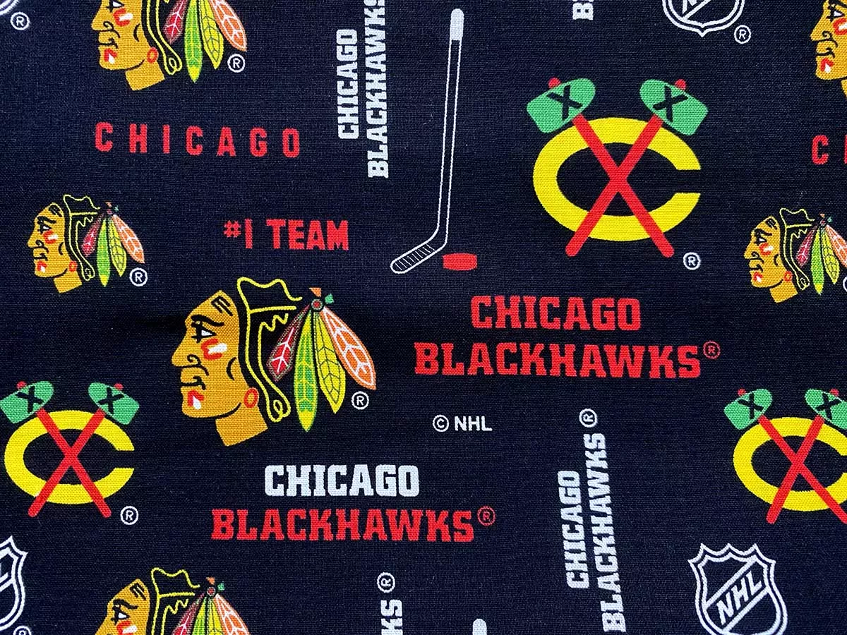 Quilting Cotton Print Fabric - Chicago Blackhawks Black