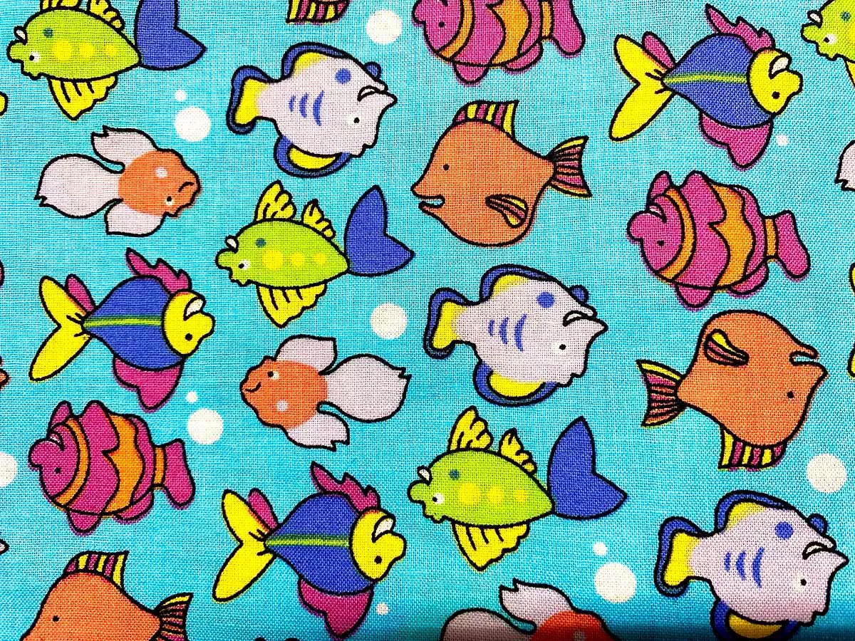 Quilting Cotton Print Fabric - Tropical Fish - Turquoise