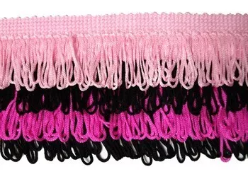 Rainbow Fringe - #M - Light Pink - Black - Hot Pink -3.5"