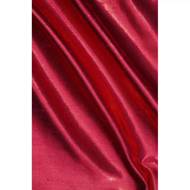 Raspberry Pink Metallic Shantung Silk Fabric