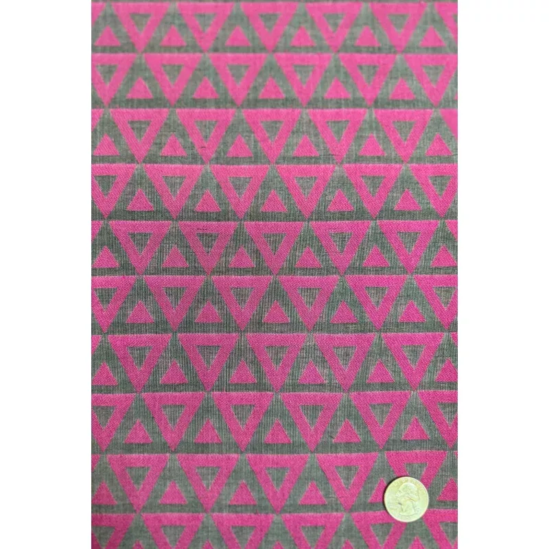 Raspberry Rose/Black Geometric Pattern Blend Novelty Fabric