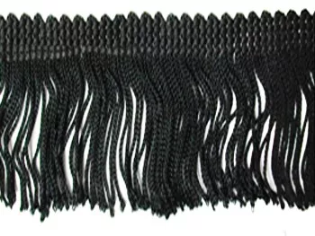 Rayon Chainette Fringe - Black #2 -15 inch ***Temporarily out of Stock***