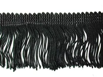 Rayon Chainette Fringe - Black #2 -9 inch
