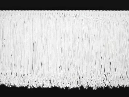 Rayon Chainette Fringe - White #1 - 15 inch