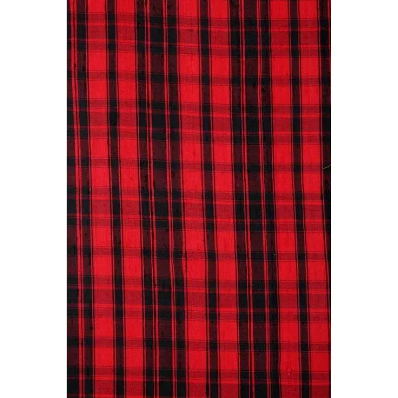 Red/Black Madras 102 Plaid Silk Shantung