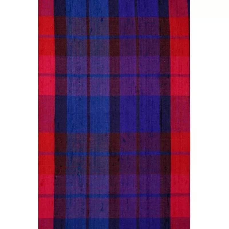 Red Blue 139 Plaid Silk Shantung
