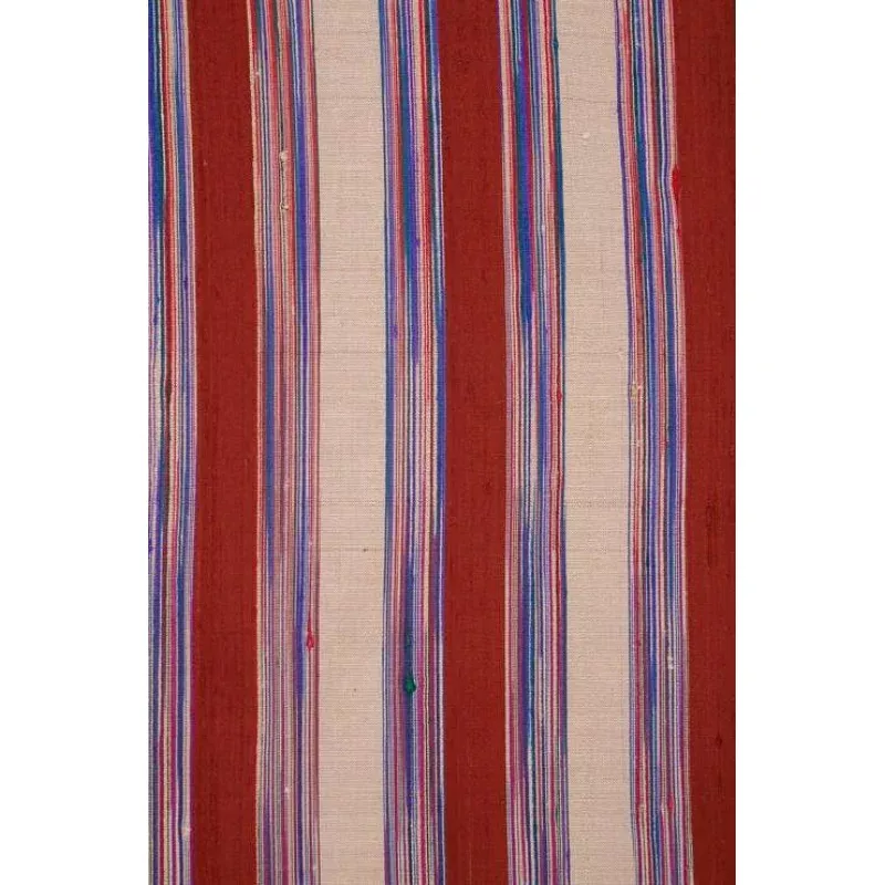 Red Blue 16 Striped Silk Shantung