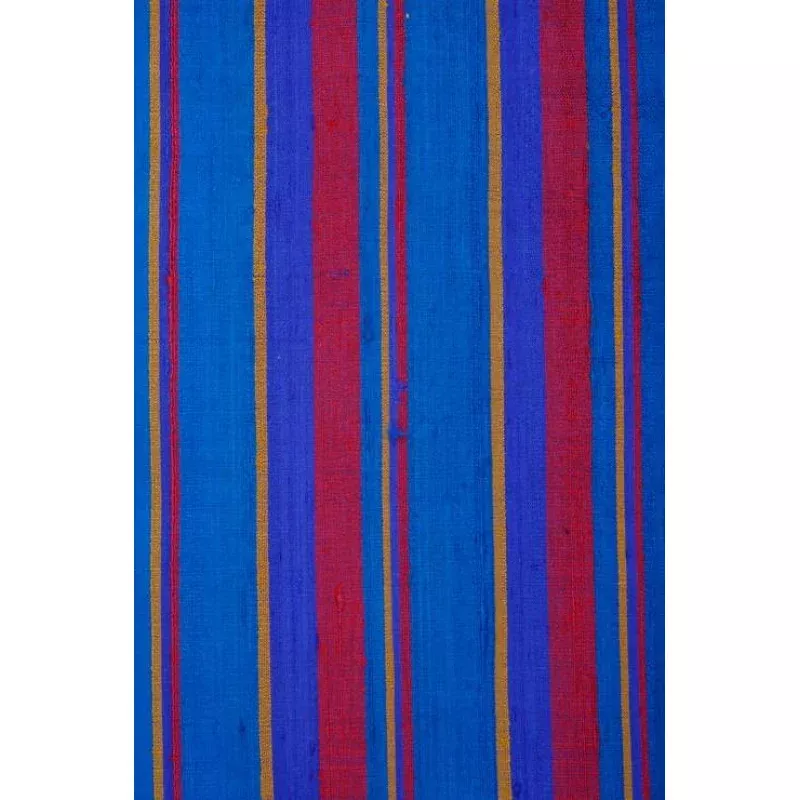 Red Blue 37 Striped Silk Shantung