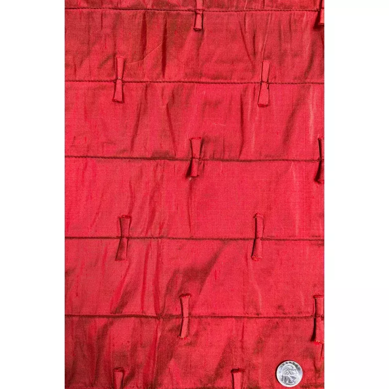 Red/Green Iridescent Embroidered Dupioni Silk