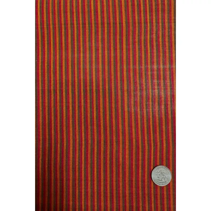 Red Green Stripe Cotton Novelty COT-125-01
