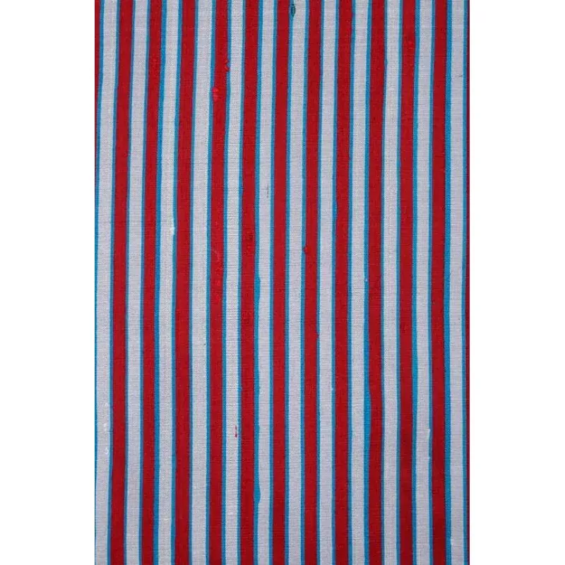 Red Silver 23 Striped Silk Shantung