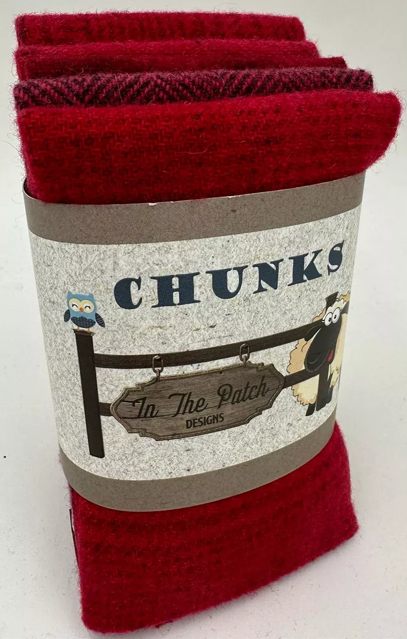 Red Wool Chunks 5pc 9in x 10in