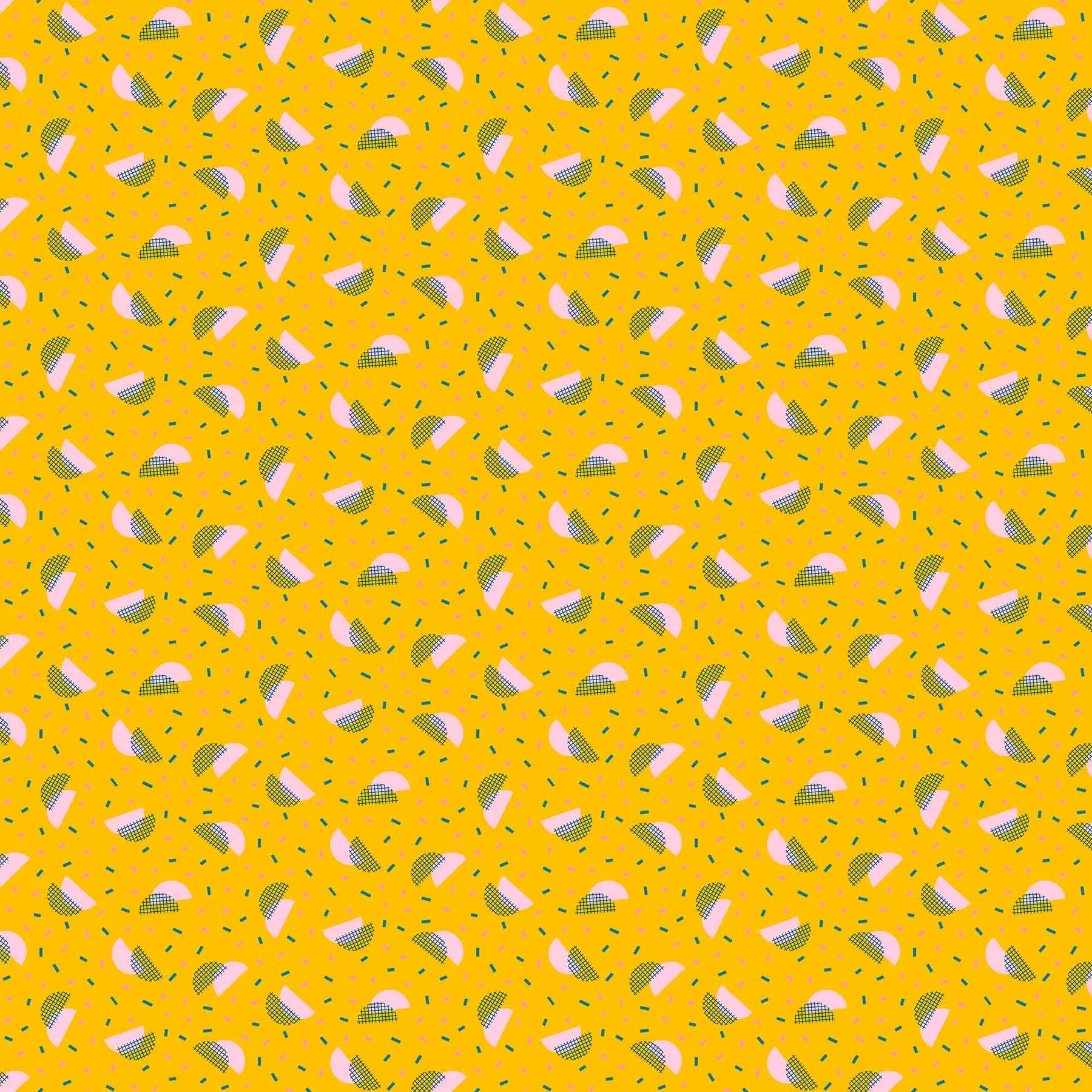 Retro Rove Half Circles in Yellow – 2/3 Yd EOB