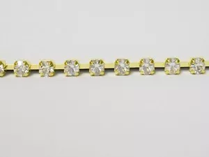 Rhinestone Banding - Cup Chain R12 - Single Row Gold 4mm