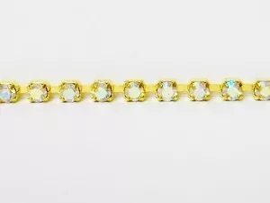 Rhinestone Banding - Cup Chain R12 - Single Row - Gold/AB, 4mm