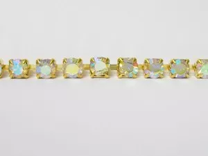 Rhinestone Banding - Cup Chain R17 - Single Row - Gold/Aurora Borealis6mm