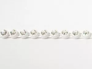 Rhinestone Banding - Plastic, Single Row White/Crystal 4mm