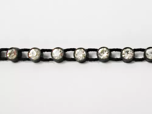 Rhinestone Banding - Stretch Plastic, Single Row Black/Crystal4mm