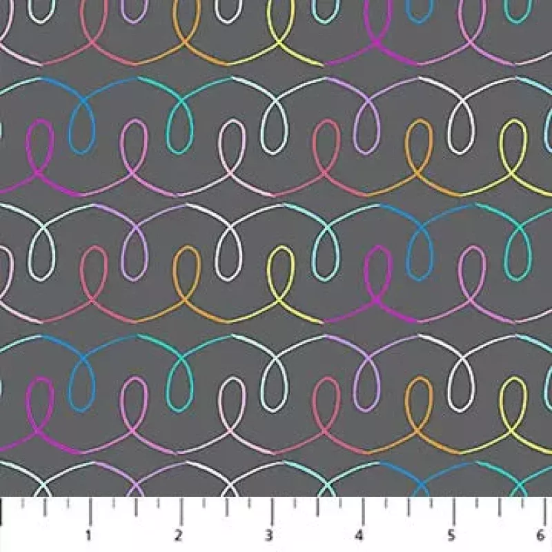 Ribbon Gray Multi Dewfall Cotton 44"/45" Fabric Per Yard