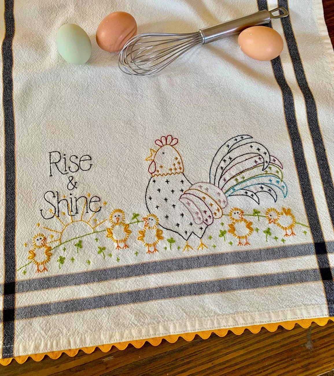 Rise and Shine Embroidery Dishtowel Kit