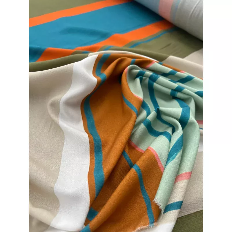 ROSARIO 002 viscose satin printed irregular stripes