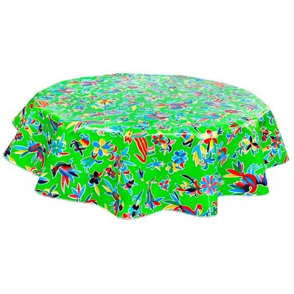Round Animal Wonderland Lime Green Oilcloth Tablecloths