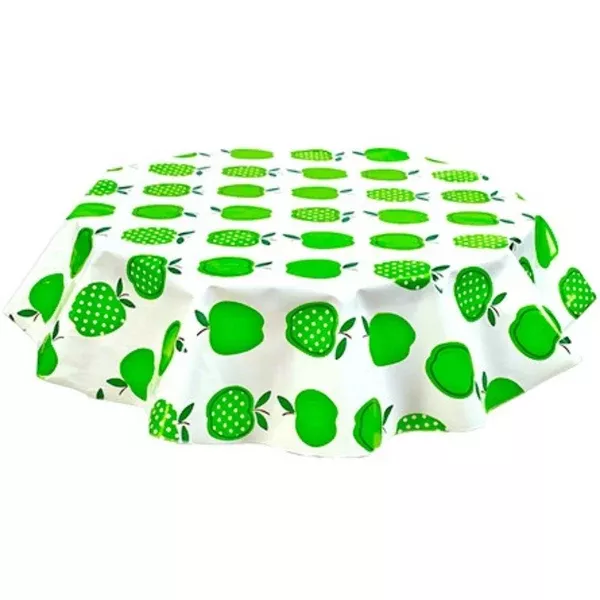 Round Apples and Dots Lime Green Oilcloth Tablecloths