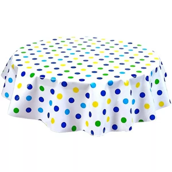 Round Big Dot Navy Blue Oilcloth Tablecloths