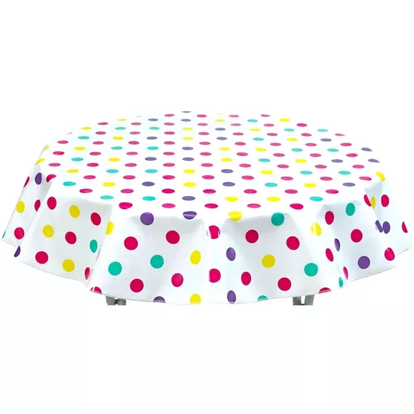 Round Big Dot Purple Oilcloth Tablecloths