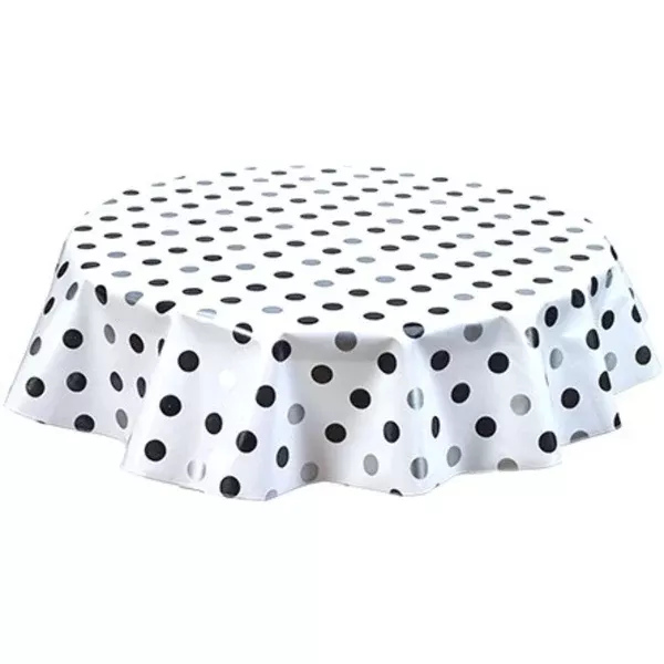 Round Big Dot Silver and Black Oilcloth Tablecloths
