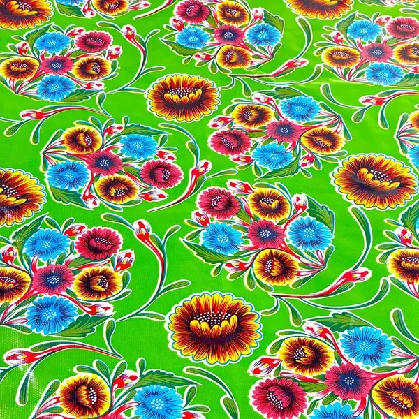 Round Bloom Lime Green Oilcloth Tablecloths