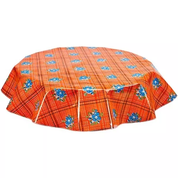 Round Bouquet Orange Oilcloth Tablecloths
