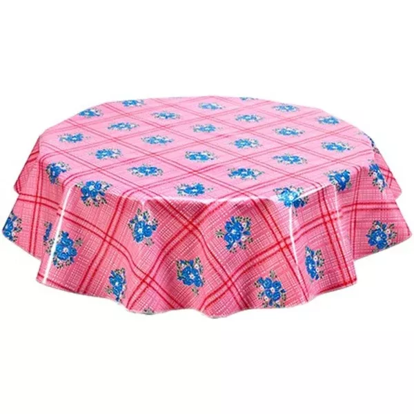 Round Bouquet Pink Oilcloth Tablecloths