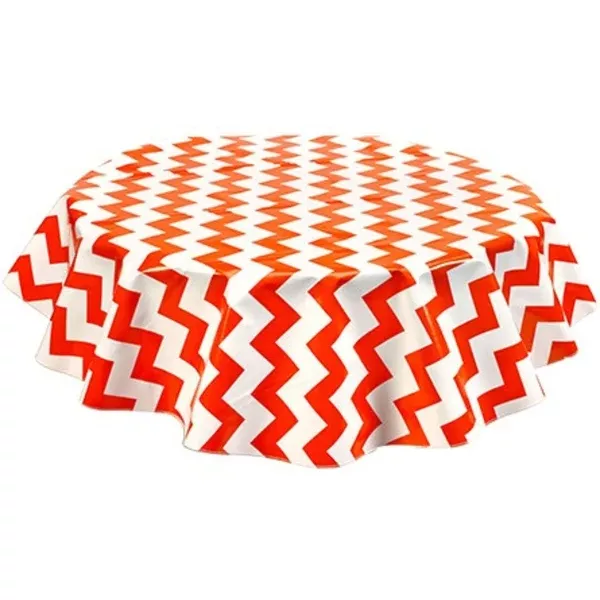 Round Chevron Orange Oilcloth Tablecloths