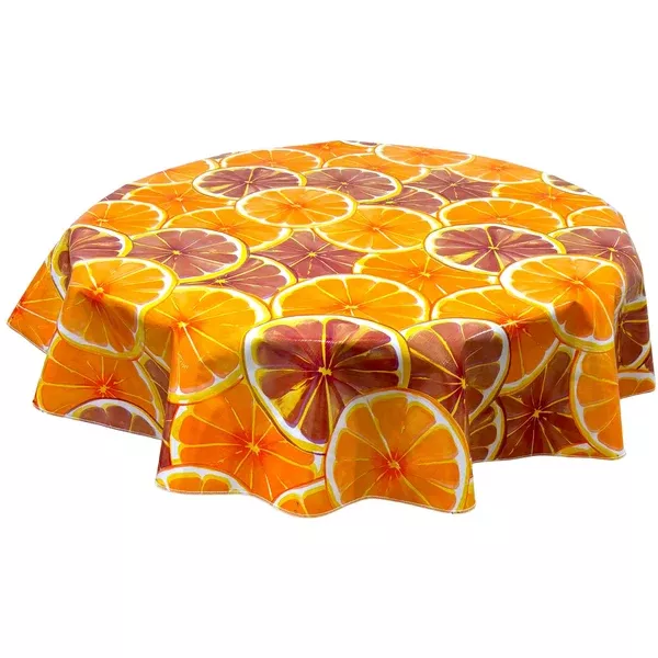 Round Citrus Blood Orange Oilcloth Tablecloths