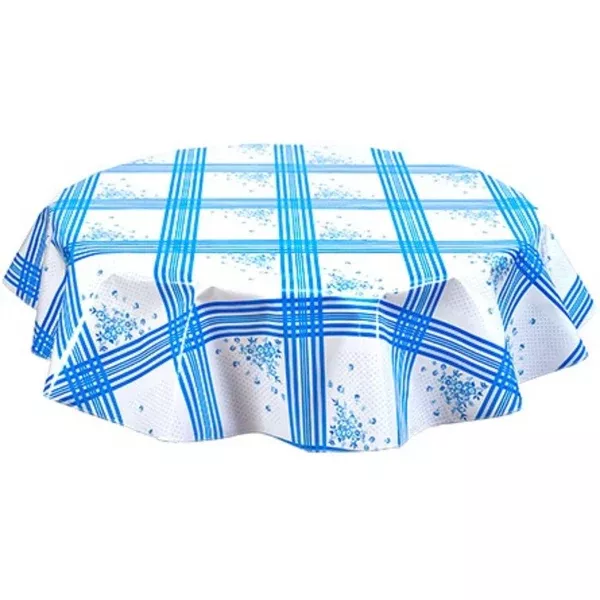 Round Corn Flower Blue Oilcloth Tablecloths