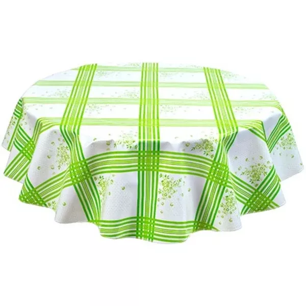 Round Corn Flower Lime Green Oilcloth Tablecloths