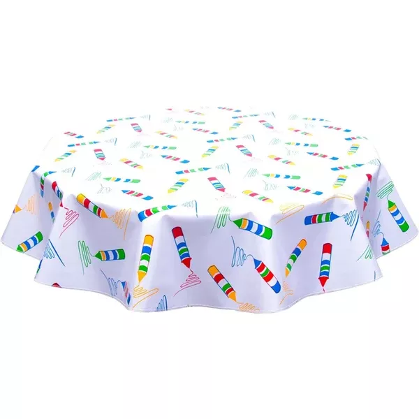 Round Crayons Oilcloth Tablecloths