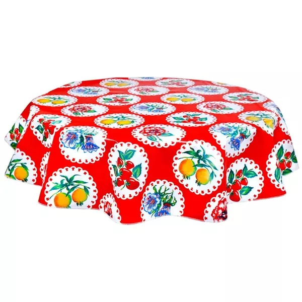 Round Doily 2 Red Oilcloth Tablecloths