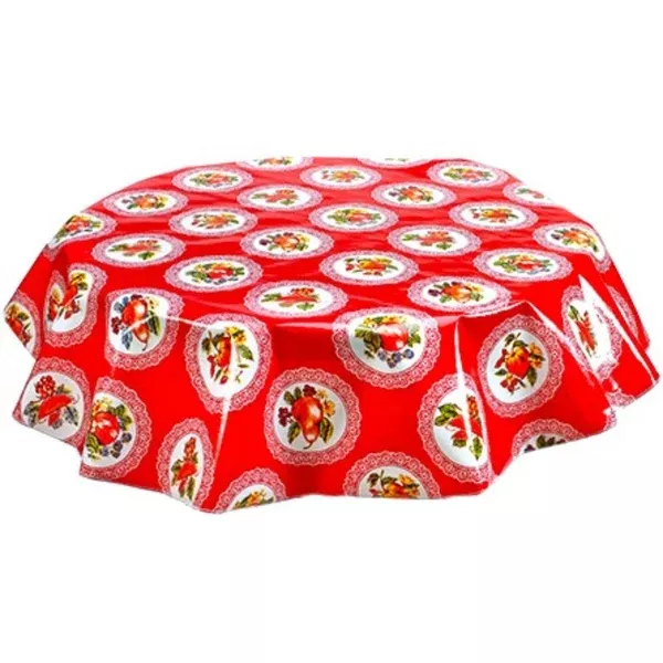 Round Doily Red Oilcloth Tablecloths