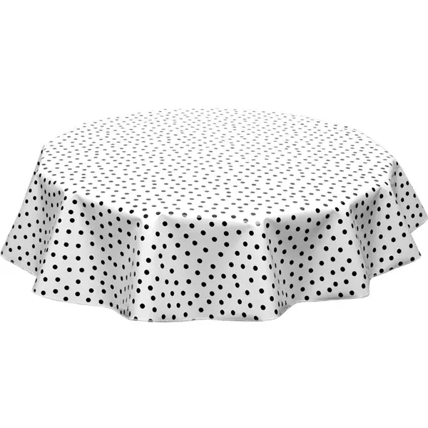 Round Dot Black Oilcloth Tablecloths