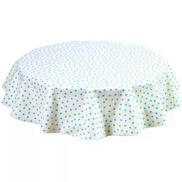 Round Dot Light Blue Oilcloth Tablecloths