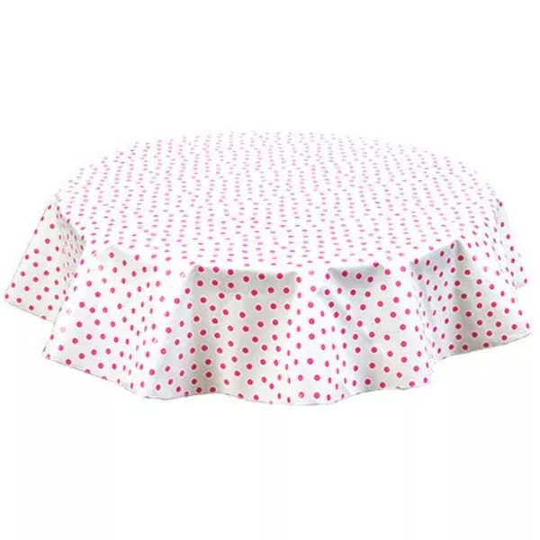 Round Dot Pink Oilcloth Tablecloths