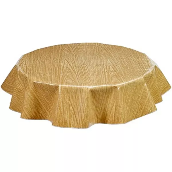 Round Faux Bois Elm Oilcloth Tablecloths