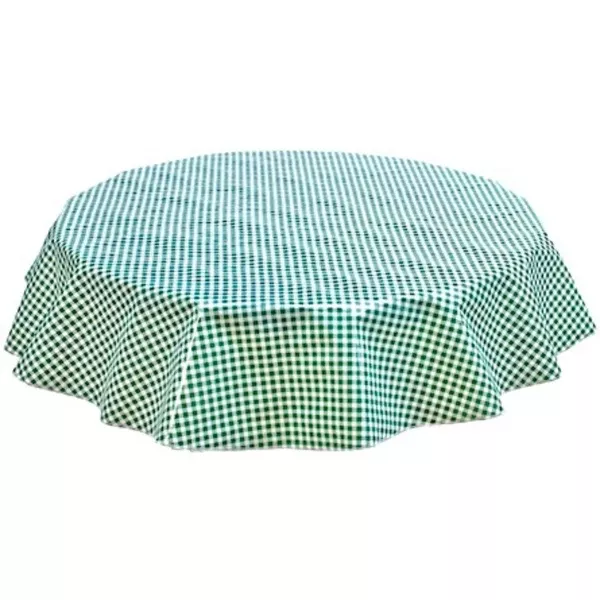 Round Gingham Green Oilcloth Tablecloths
