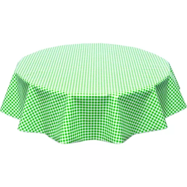 Round Gingham Lime Green Oilcloth Tablecloths