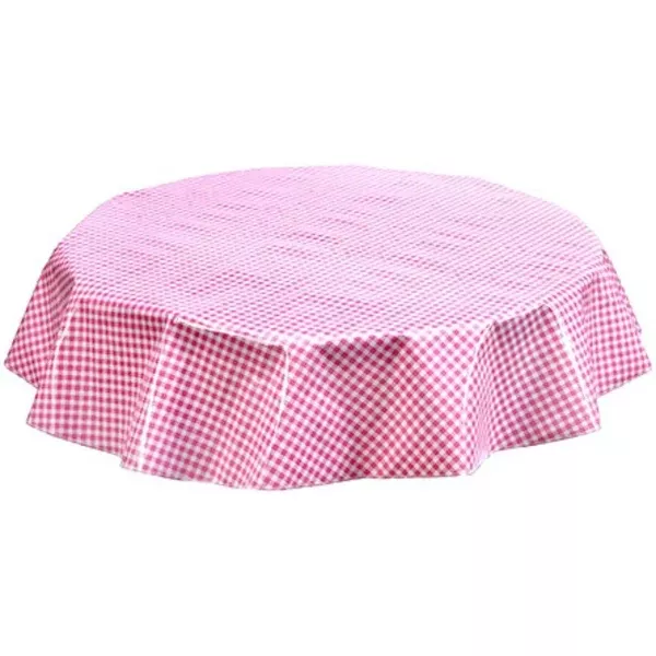 Round Gingham Pink Oilcloth Tablecloths