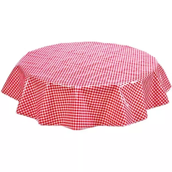 Round Gingham Red Oilcloth Tablecloths