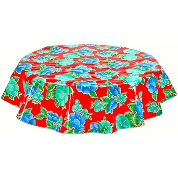 Round Poppy Red Oilcloth Tablecloths