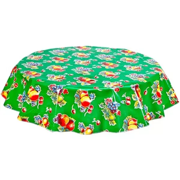 Round Retro Green Oilcloth Tablecloths